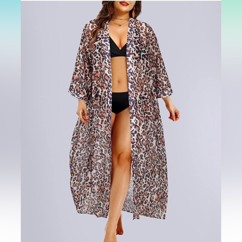 Leopard Print Kimono / Beach Cover Up Size 26W